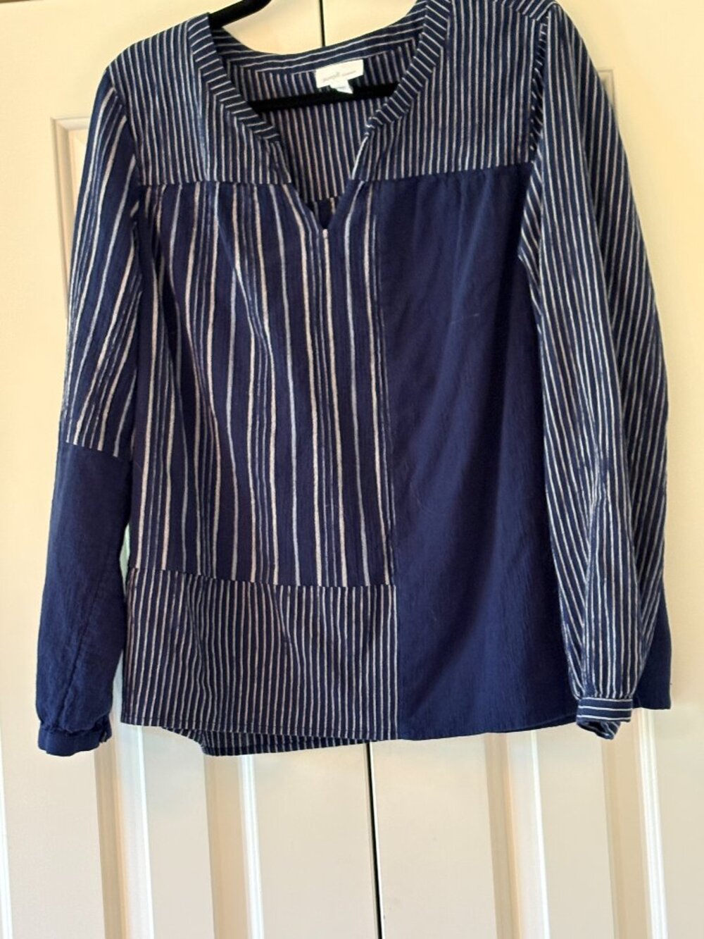 NWOT J. Jill  Pure Jill Elements Mixed Stripes Crinkle Top Sz L